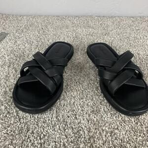 Madewell Leeandra Sandals Womens Size 11 Black Slide Criss Cross Strappy Cushion